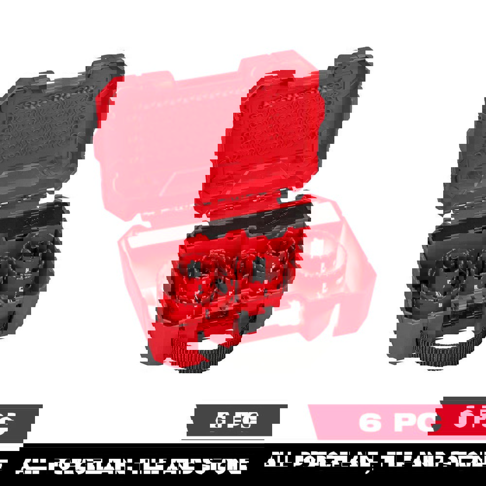 Hole Saw Kits; Minimum Saw Diameter (Decimal Inch): 1-1/4 ; Maximum Saw Diameter (Decimal Inch): 2-1/2 ; Number of Hole Saws: 6 ; Maximum Cutting Depth: 2.5in ; Cutting Edge Style: Toothed ; Material: Diamond Grit